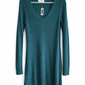 Old Navy Teal Knit V-Neck Dress